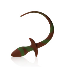 Силиконовая анальная пробка с хвостиком, Зелено/Коричневый