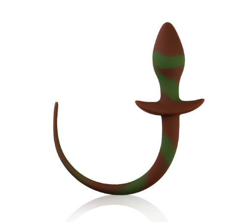 Силіконова анальна пробка з хвостиком, Зелено/Коричнева