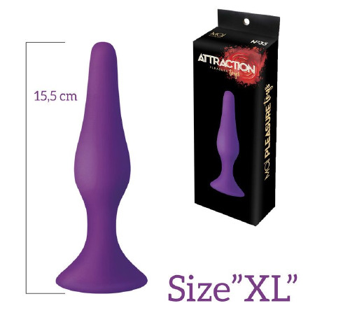 Анальна пробка з присоскою MAI Attraction Toys №35 Purple, довжина 15,5 см, діаметр 3,8см