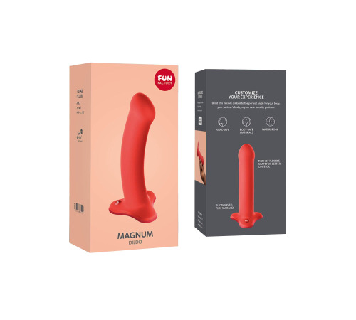 Фаллоимитатор Fun Factory MAGNUM, оранжевый, очень гибкий, длина 18,3 см, диаметр 3,7 см