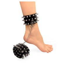 Поножи с шипами из натуральной кожи Art of Sex - Rose, цвет черный