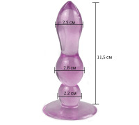 Гелевые анальные пробки на присоске Шарики Каплевидные, Сиреневый