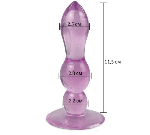 Гелева анальна пробка на присосці Кульки Каплевидні, Бузковий