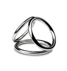 Тройное эрекционное кольцо Sinner Gear Unbendable - Triad Chamber Metal Cock and Ball Ring - Medium