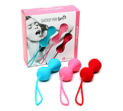 Вагинальные шарики Satisfyer Power Balls (3 пары), диаметр 3,4см, вес 60-76-92гр, с шариком внутри