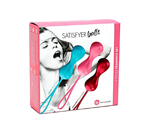 Вагинальные шарики Satisfyer Power Balls (3 пары), диаметр 3,4см, вес 60-76-92гр, с шариком внутри