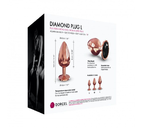 Металлическая анальная пробка с украшением в виде кристалла Dorcel - Diamond Plug Rose Gold S