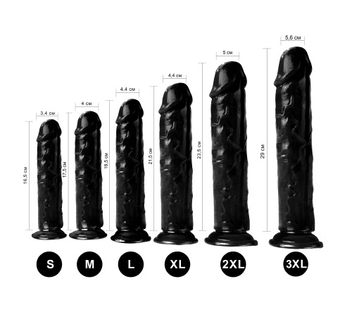 Гелевый реалистичный фаллоимитато Denis размер 3XL, Длина 29 см, Диаметр 5,6 см, Черный