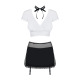 Еротичний костюм секретарки Obsessive Secretary suit 5pcs black L/XL, чорно-білий, топ, спідниця, ст