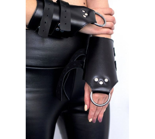 Манжети для підвісу за руки Kinky Hand Cuffs For Suspension з натуральної шкіри, колір чорний