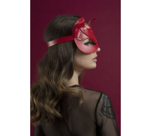 Маска кішечки Feral Feelings - Catwoman Mask, натуральна шкіра, червона