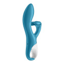 Вибратор кролик с тройным отростком Satisfyer Embrace me Turquoise, 2 мотора, диаметр 3,6 см