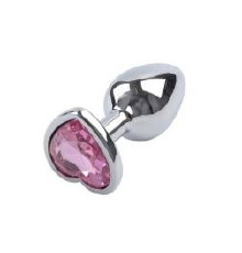 Анальна пробка Silver Heart Ligth Pink, M