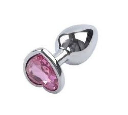 Анальна пробка Silver Heart Ligth Pink, M