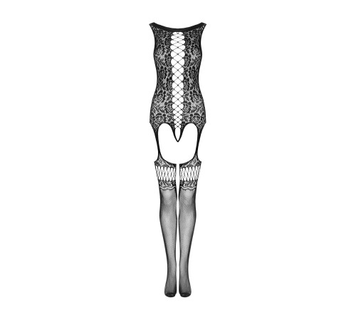 Бодистокинг Obsessive Bodystocking F236 S/Ml/L, глубокое декольте, имитация шнуровки
