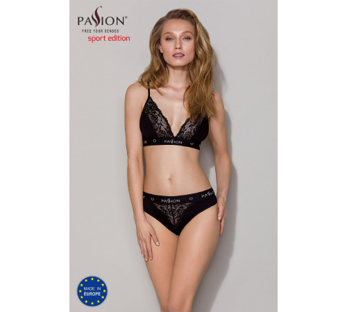 Трусики с широкой резинкой и кружевом Passion PS001 PANTIES black, size M