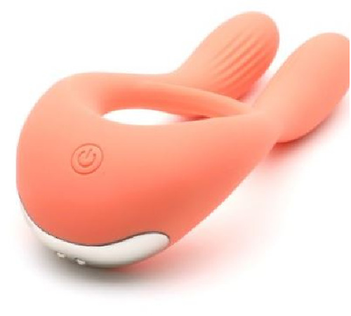 Вібратор для пар KISTOY Martin Orange, два мотори, кріплення на член, діаметр 3,2 см