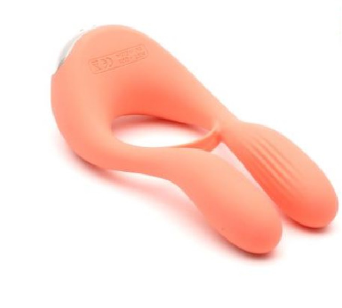 Вібратор для пар KISTOY Martin Orange, два мотори, кріплення на член, діаметр 3,2 см