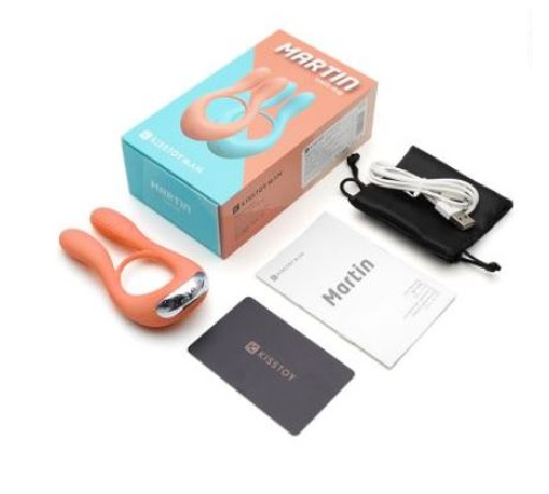 Вібратор для пар KISTOY Martin Orange, два мотори, кріплення на член, діаметр 3,2 см