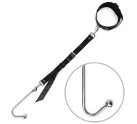 Анальний гак з нашийником з натуральної шкіри Art os Sex - Anal hook, Чорний