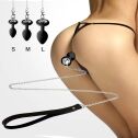 Силиконовая анальная пробка Art of Sex Silicone Anal Plug with Leash size S с поводком Black