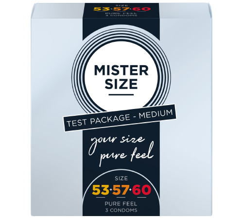 Набір презервативів Mister Size - pure feel - 53–57–60 (3 condoms), 3 розміри, товщина 0,05 мм