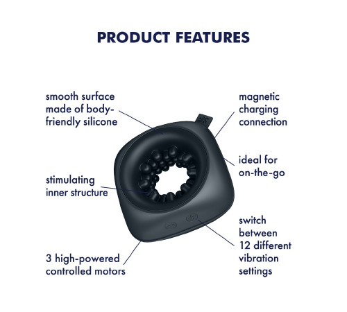 Мастурбатор Satisfyer Ring Stroker, 12 режимов вибрации, универсальный, компактный