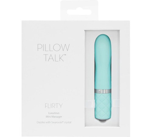 Роскошный вибратор PILLOW TALK - Flirty Teal с кристаллом Сваровски, гибкая головка