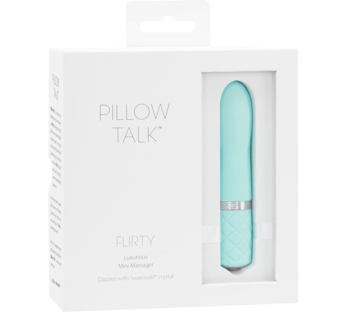Роскошный вибратор PILLOW TALK - Flirty Teal с кристаллом Сваровски, гибкая головка