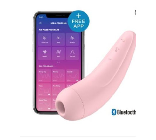 Вакуумный клиторальный стимулятор Satisfyer Curvy 2+ Pink с управлением через интернет