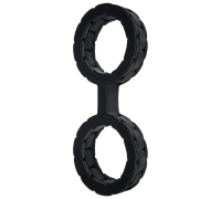 Наручники из силикона Doc Johnson The Cuffs Large - Black, хорошо тянутся, для рук и для ног