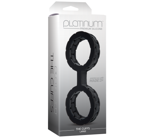 Наручники из силикона Doc Johnson The Cuffs Large - Black, хорошо тянутся, для рук и для ног