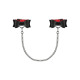 Кожаные наручники-банты с длинной цепью Obsessive A745 cuffs, черно-красные, длинная цепь
