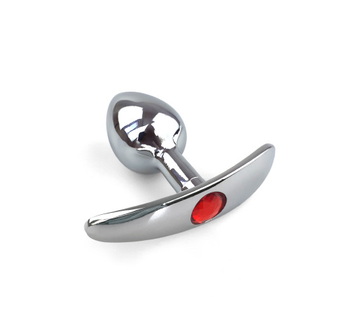 Металева анальна пробка для довготривалого носіння з Червоним кристалом S, Діаметр 2,5, Довжина 6,5