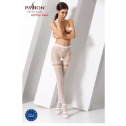 Эротические колготки-бодистокинг Passion S015 white, имитация чулок в сеточку и трусиков с доступом