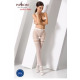 Эротические колготки-бодистокинг Passion S015 white, имитация чулок в сеточку и трусиков с доступом