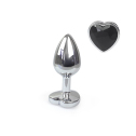 Металева анальна пробка Серце S з Чорним кристалом, довжина 7см, діаметр 2,8см