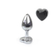 Металева анальна пробка Серце S з Чорним кристалом, довжина 7см, діаметр 2,8см