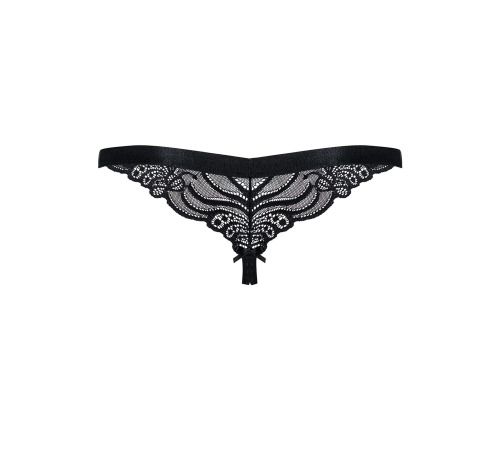 Кружевные танга с доступом Obsessive 828-THC-1 crotchless thong L/XL, черные