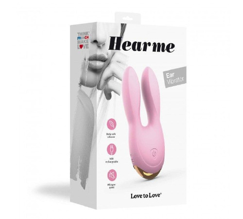 Вибратор-кролик Love To Love Hear Me Rose с двумя моторчиками и разноцветной LED-подсветкой