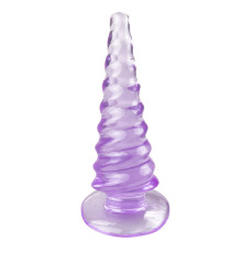 Гелевая анальная пробка на присоске Спираль, Сиреневая