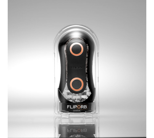 Мастурбатор Tenga Flip Orb Strong — Orange Crash, з можливістю зміни тиску та стимулювальними кулька