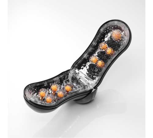 Мастурбатор Tenga Flip Orb Strong — Orange Crash, з можливістю зміни тиску та стимулювальними кулька