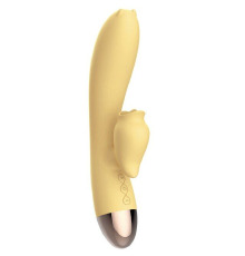 Вибратор-кролик с подогревом и шаловливым язычком для клитора Leten Wonderful Yellow