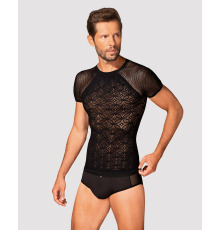 Мужская полупрозрачная футболка с орнаментом Obsessive T102 T-shirt S/M/L, черная