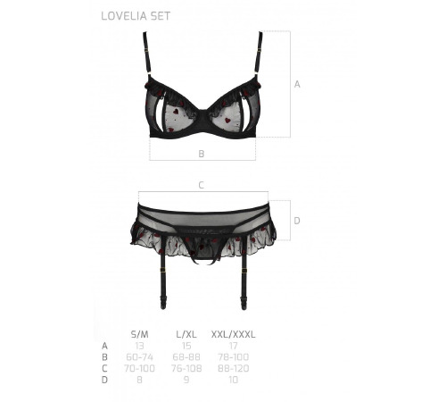Сексуальний комплект з поясом для панчіх LOVELIA SET black L/XL - Passion