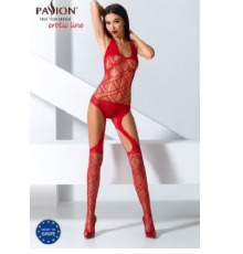 Бодистокинг Passion BS060 red, комбинезон, имитация трусиков и гольфиков
