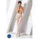 Эротические колготки-бодистокинг Passion S010 white, с доступом, геометрический рисунок