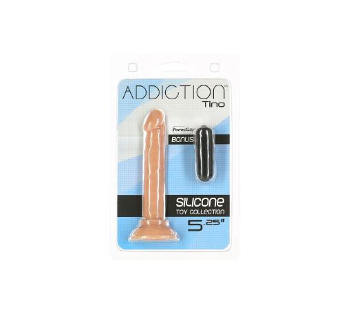 Фалоімітатор ADDICTION Tino 5.25″ Silicone Dildo, присоска, діаметр 1,9 см, віброкуля в подарунок