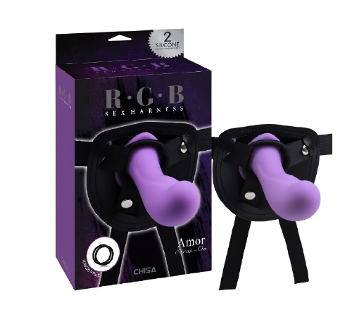 CH33976 Страпон фиолет насадка RGB Sex Harntss Amor strap-On Chisa